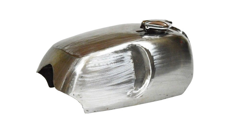 New Norton Commando Roadster Raw Steel Petrol Tank + Petrol Tank Cap & Taps