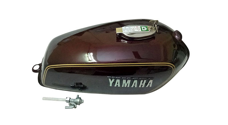 Petrol Fuel Gas Tank Steel Maroon With Chrome LID Cap Yamaha RX100 RX125