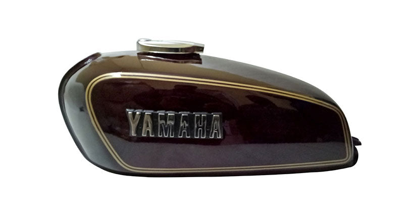 Petrol Fuel Gas Tank Steel Maroon With Chrome LID Cap Yamaha RX100 RX125