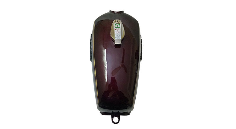 Petrol Fuel Gas Tank Steel Maroon With Chrome LID Cap Yamaha RX100 RX125