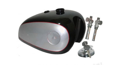 New BSA Goldstar A7 A10 Black Silver 4 Gal Petrol Fuel Tank + Taps + Cap