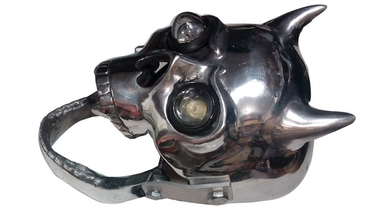 Royal Enfield Chopper Bobber Skull Head Light With Blue Light In Eyes