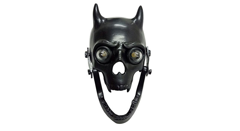 New Royal Enfield Chopper Bobberr Skull Headlight Black  With Light in Eyes