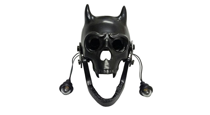 New Royal Enfield Chopper Bobberr Skull Headlight Black  With Light in Eyes