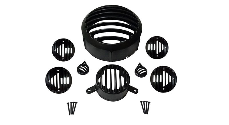 Royal Enfield Classic 350cc-500cc Black Head Light Cover Grill Set