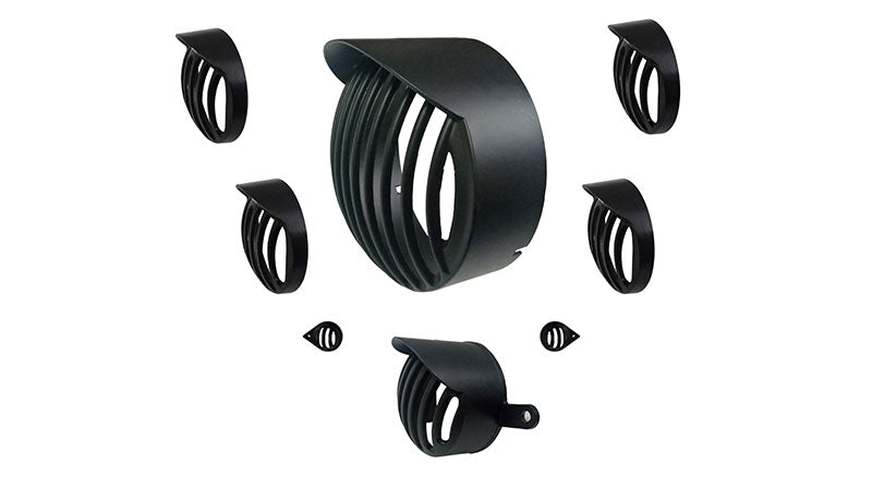 Royal Enfield Classic 350cc 500cc Head Light Cover Grill Set With Peak