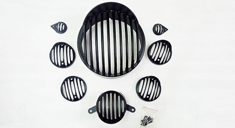 Royal Enfield Classic 350cc 500cc Head Light Cover Grill Set With Peak