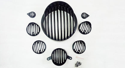 Royal Enfield Classic 350cc 500cc Head Light Cover Grill Set With Peak