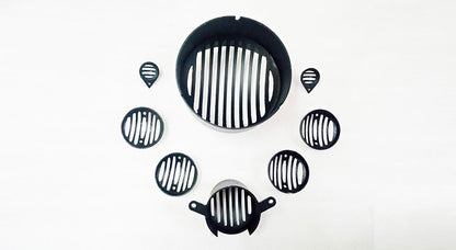 Royal Enfield Classic 350cc 500cc Head Light Cover Grill Set With Peak
