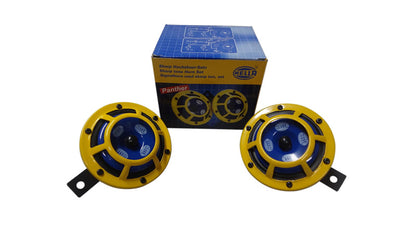 Hella 12V Yellow Grill Panther Dual Sharp Tone Horn Set 415/385HZ