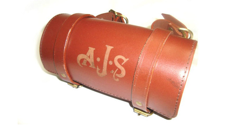 AJS Bike Genuine Tan Leather Roll Bag