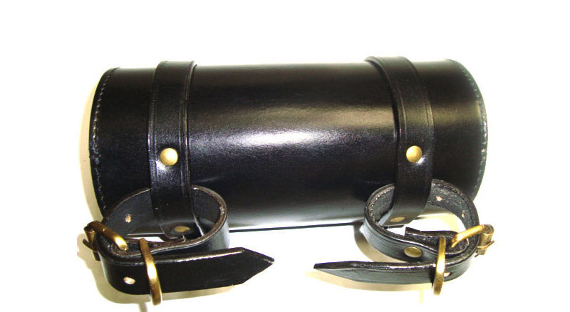 AJS Bike Genuine Black Leather Roll Bag