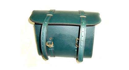 Pair Of Green Leather Saddle Bags For Royal Enfield New