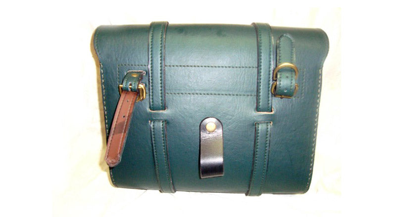 Pair Of Green Leather Saddle Bags For Royal Enfield New