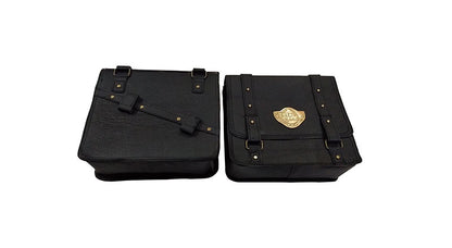 Pair Of Royal Enfield Saddle Bag Genuine Black Leather