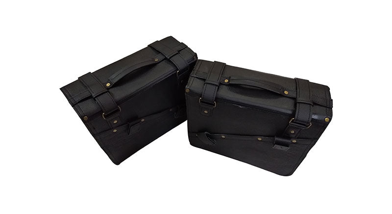 Pair Of Royal Enfield Saddle Bag Genuine Black Leather