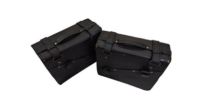 Pair Of Royal Enfield Saddle Bag Genuine Black Leather