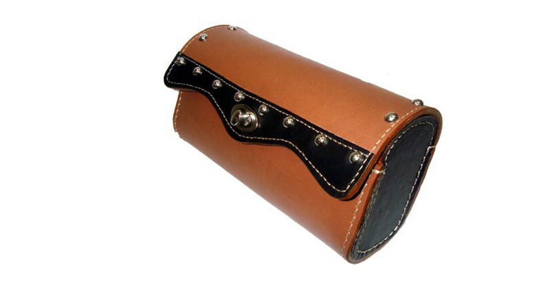 Handcrafted Black & Tan Leather Cruiser Luggage Saddle Bag Tool Bag