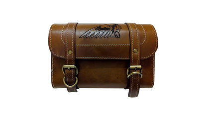 Handcrafted Tan Leather Tool Bag With Indian Logo