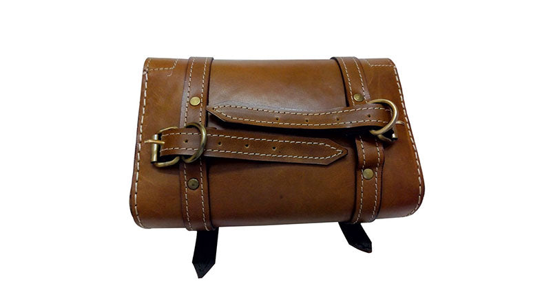 Handcrafted Tan Leather Tool Bag With Indian Logo