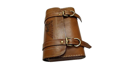 Handcrafted Tan Leather Tool Bag With Indian Logo