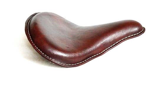 Custom Bobber Chopper Harley Sportster Cherry Leather Finish Deep Dish Seat