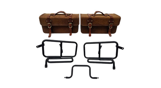 Royal Enfield Interceptor 650 Pannier Rails & Bags Brown Tan Pair