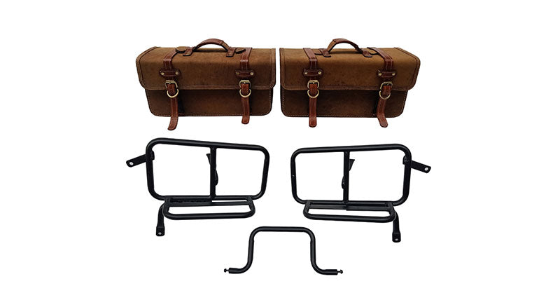 Royal Enfield GT Continental 650 Pannier Rails & Bags Brown Tan Pair
