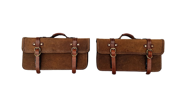 Royal Enfield GT Continental 650 Pannier Rails & Bags Brown Tan Pair