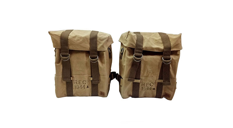 Royal Enfield Classic 500cc 350cc Sand Color Pannier Pair Set with Fitting Frame