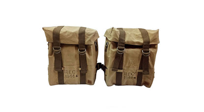 Royal Enfield Classic 500cc 350cc Sand Color Pannier Pair Set with Fitting Frame