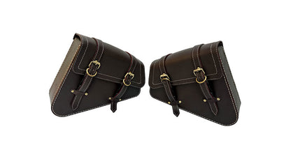 Royal Enfield Interceptor 650 Mounting Rails With Leather Pannier Pair Bags