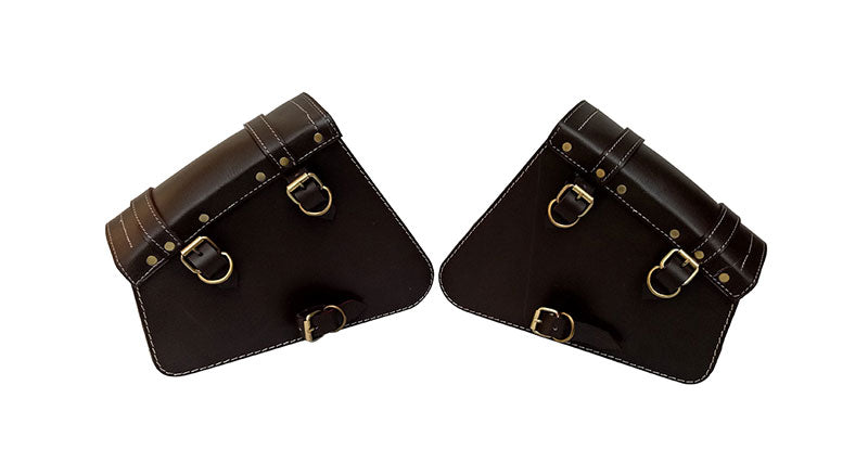 Royal Enfield Interceptor 650 Mounting Rails With Leather Pannier Bags Brown