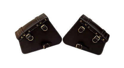 Royal Enfield Interceptor 650 Mounting Rails With Leather Pannier Bags Brown