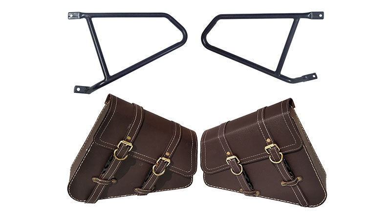 Royal Enfield Interceptor 650 Mounting Rails With Pannier Bags Pair Brown