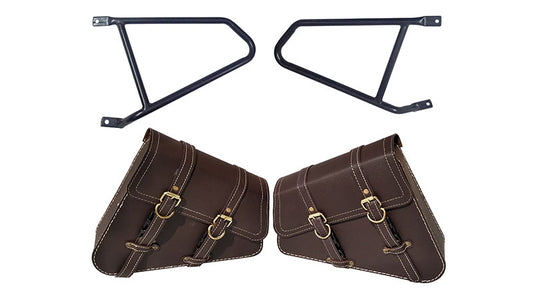 Royal Enfield GT Continental 650 Mounting Rails With Pannier Bags Pair Brown