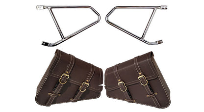 Royal Enfield Interceptor 650 Mounting Rails With Brown Pannier Bags Pair
