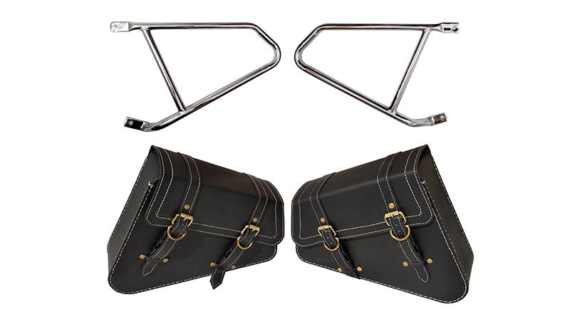 Royal Enfield Interceptor 650 Mounting Rails With Black Pannier Bags Pair