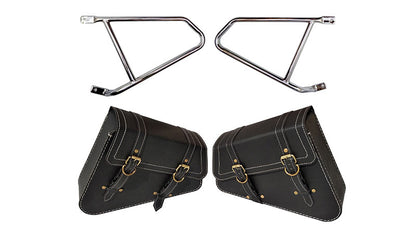 Royal Enfield Interceptor 650 Mounting Rails With Black Pannier Bags Pair