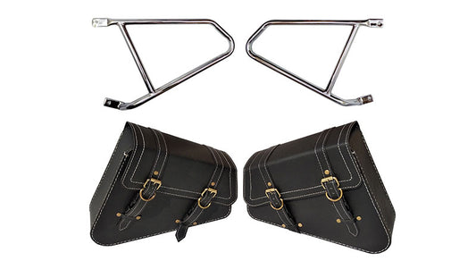 Royal Enfield Interceptor 650 Mounting Rails With Black Pannier Bags Pair