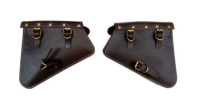 Royal Enfield Interceptor 650 Mounting Rails and Leather Pannier Bag Pair D1 Brown