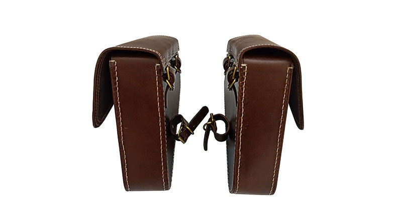 Royal Enfield Interceptor 650 Mounting Rails and Leather Pannier Bag Pair D1 Brown