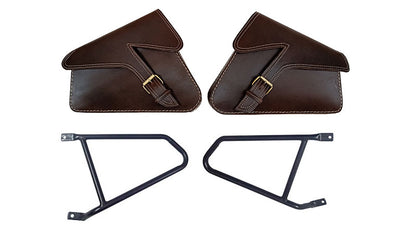 Royal Enfield Interceptor 650 Mounting Rails and Leather Pannier Bag Pair D1 Brown