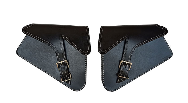 Royal Enfield Interceptor 650 Pannier Leather Bags Pair D1 Black