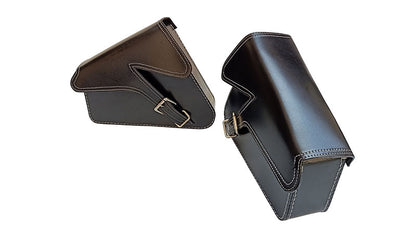 Royal Enfield Interceptor 650 Mounting Rails and Leather Pannier Bag Pair D1 Black