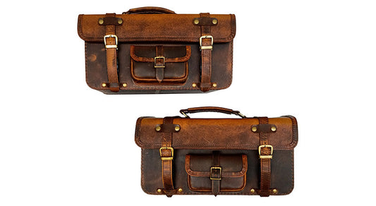 Royal Enfield Big Leather Bags Pair Brown Tan For GT Continental 650