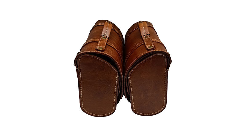 Royal Enfield Classic 500cc 350cc Brown Tan Front Leather Seats with Bags Pair