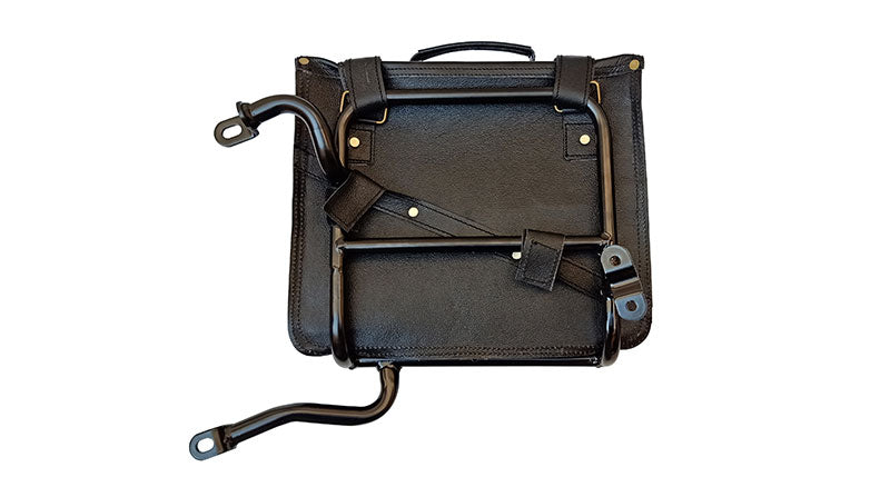 Royal Enfield Classic 350cc 500cc Pair of Saddle Bag Black Leather with Rails