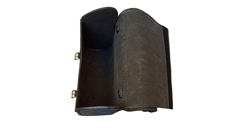 Royal Enfield Classic 350cc 500cc Saddle Bag Black Leather with Rails