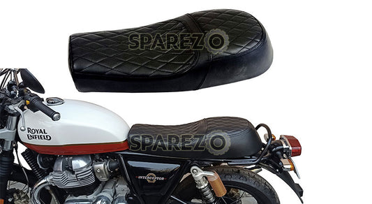 Royal Enfield GT Continental and Interceptor 650 Diamond Design Leather Dual Seat Black